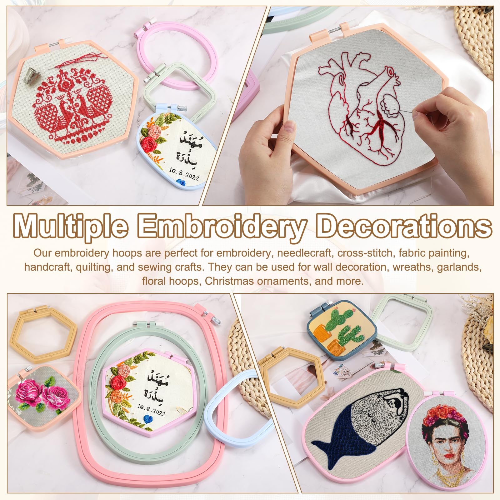 Amazon.co.jp: PATIKIL 刺繍枠 21 x 18.5cm 刺しゅう枠 六角形 調節